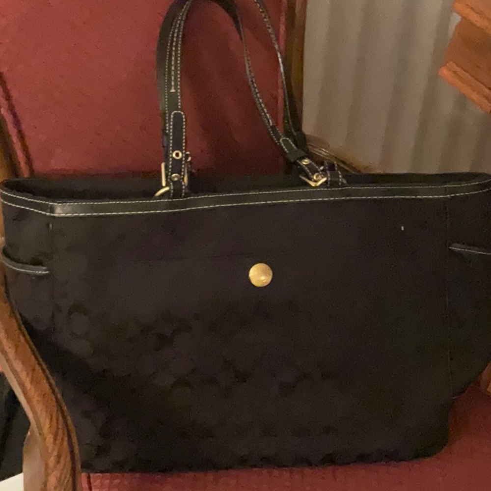 Coach C Signature Diaper Bag Tote Black & Gray